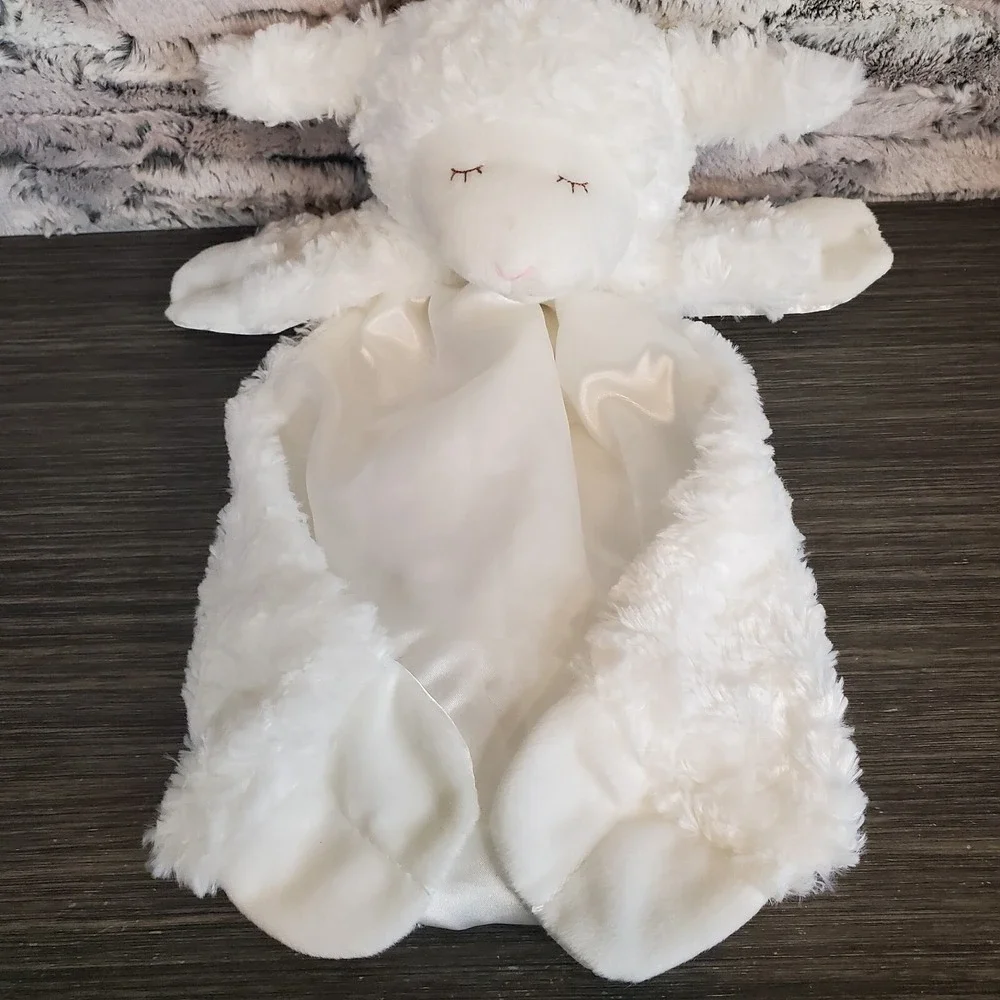 Baby Gund Winky White Lamb Sheep Satin Plush Security Blanket Huggybuddy 058928‎
